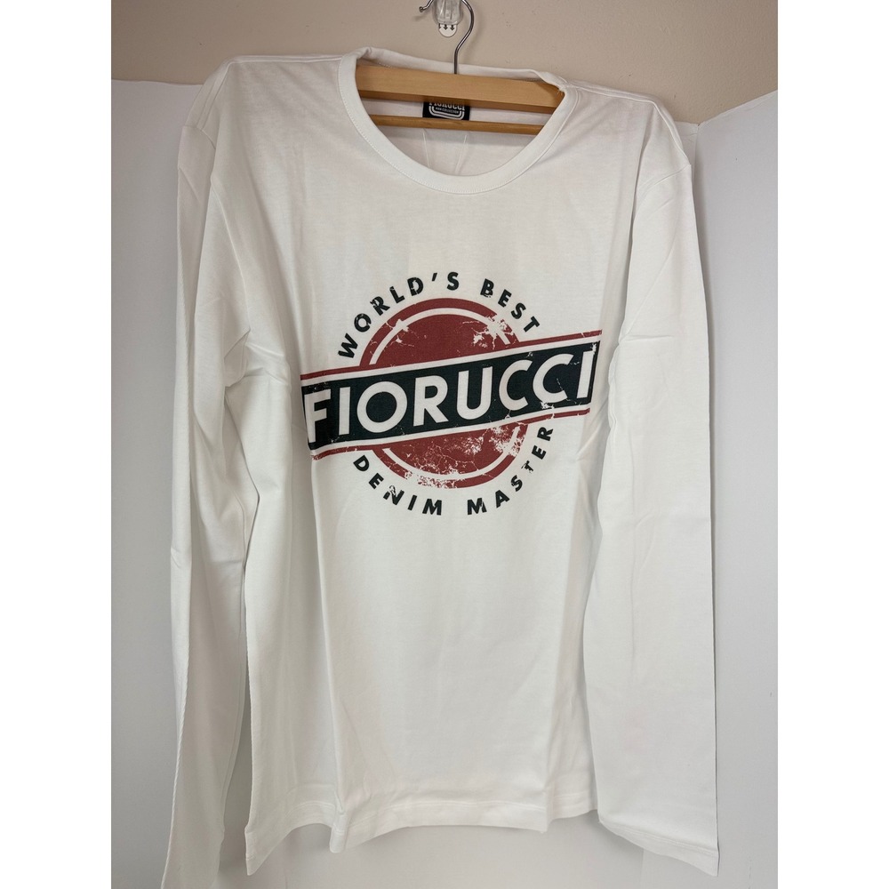 Fiorucci Italy Long Sleeve White Shirt Men's Cotton New Sz L Worlds‎ Best Denim